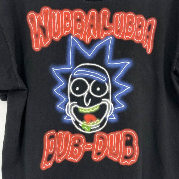 Rick & Morty Large T-Shirt Mens Wubbalubba Dub Short Sleeve Adult Swim Neon Mens - Picture 2 of 5